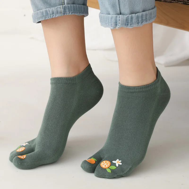 5 Pairs Split-toed Two Toe Socks Women's Summer Cotton Thin Low Cut Boat Socks Two-finger Socks