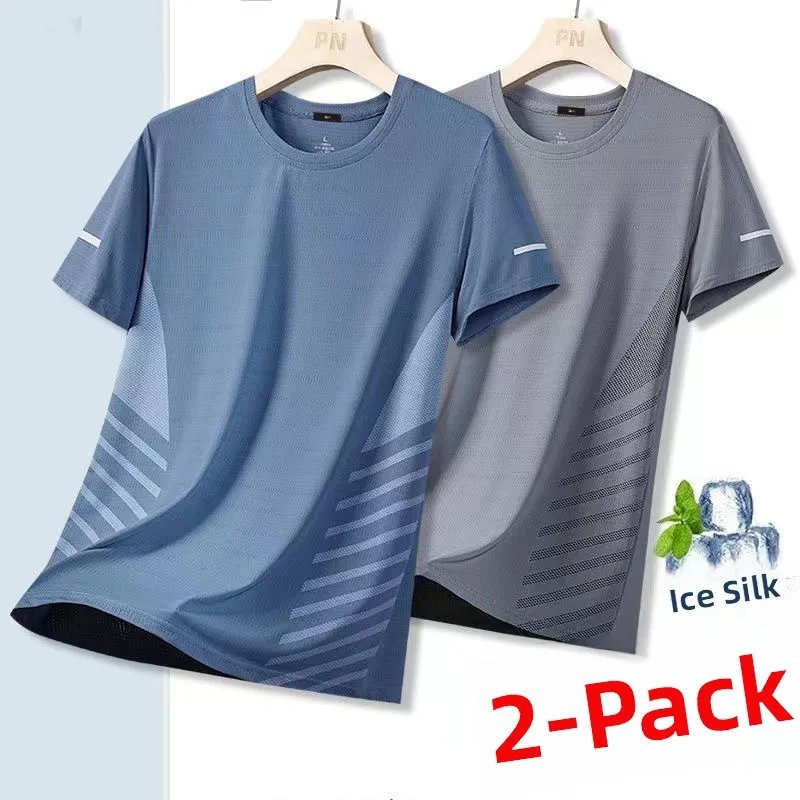 Ice Silk Me Breathable ort Sve T-irt Men's Summer Qui Dry Loose plus Size Casual Sports f Sve round Ne T