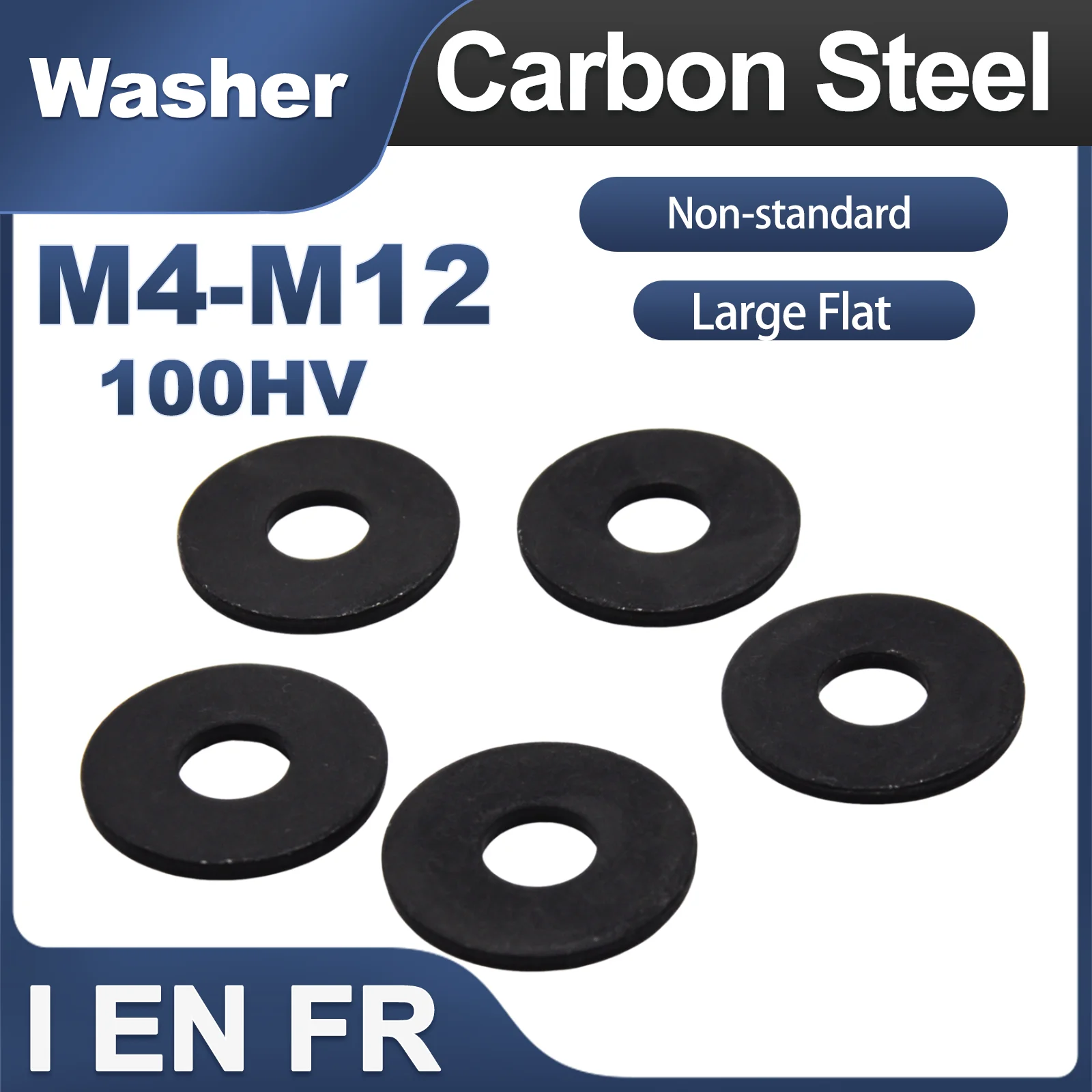 1/50Pcs M3 M4 M5 M6 M8 M10 M12 M14 GB96 Non-standard Black Carbon Steel Large Size Oversize Big Wider Flat Washer Plain Gasket