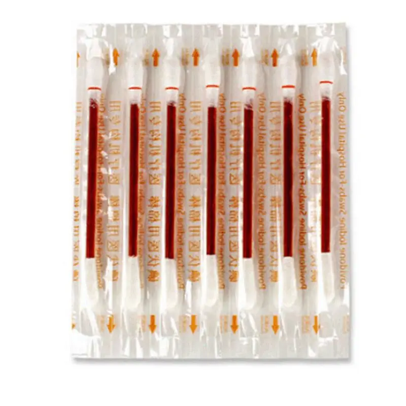 20Pcs Disposable แพทย์ไอโอดีนผ้าฝ้าย Swab บ้านฆ่าเชื้อโรคฉุกเฉิน Kotak P3k Swabsticks ห่อ Drop Shipping