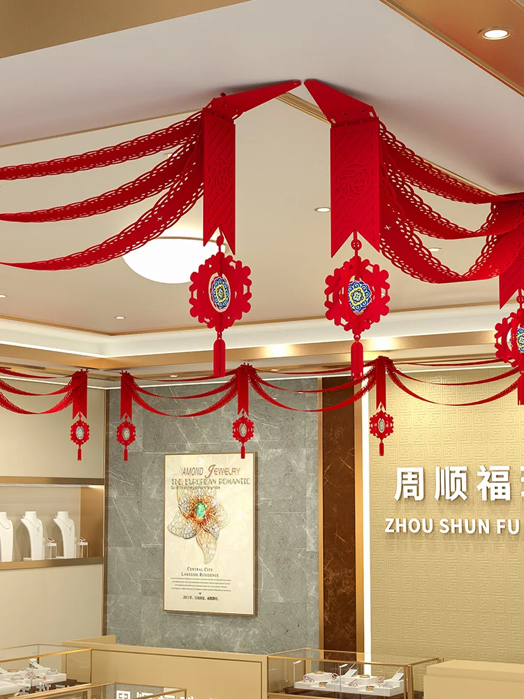 Flower decoration mall corridor banner