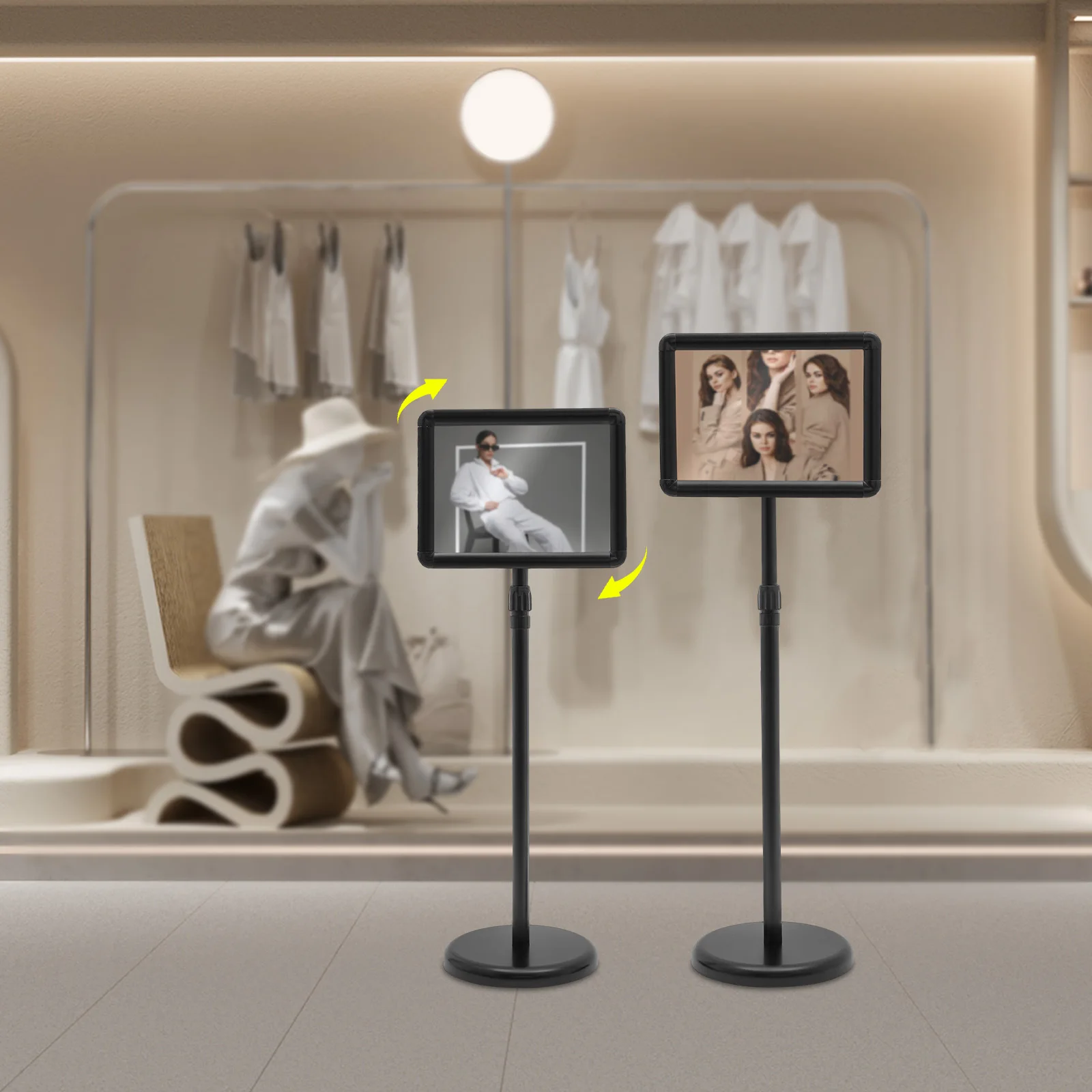 ステンレス製縦型表示板広告板(2枚セット) さまざまなシーンに最適