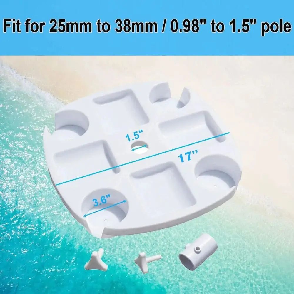 Round Beach Umbrella Table Tray with 4 Cup Holders Plastic Umbrella Table Cup Holders Beaches Swimming Pools 4 Snack Grids