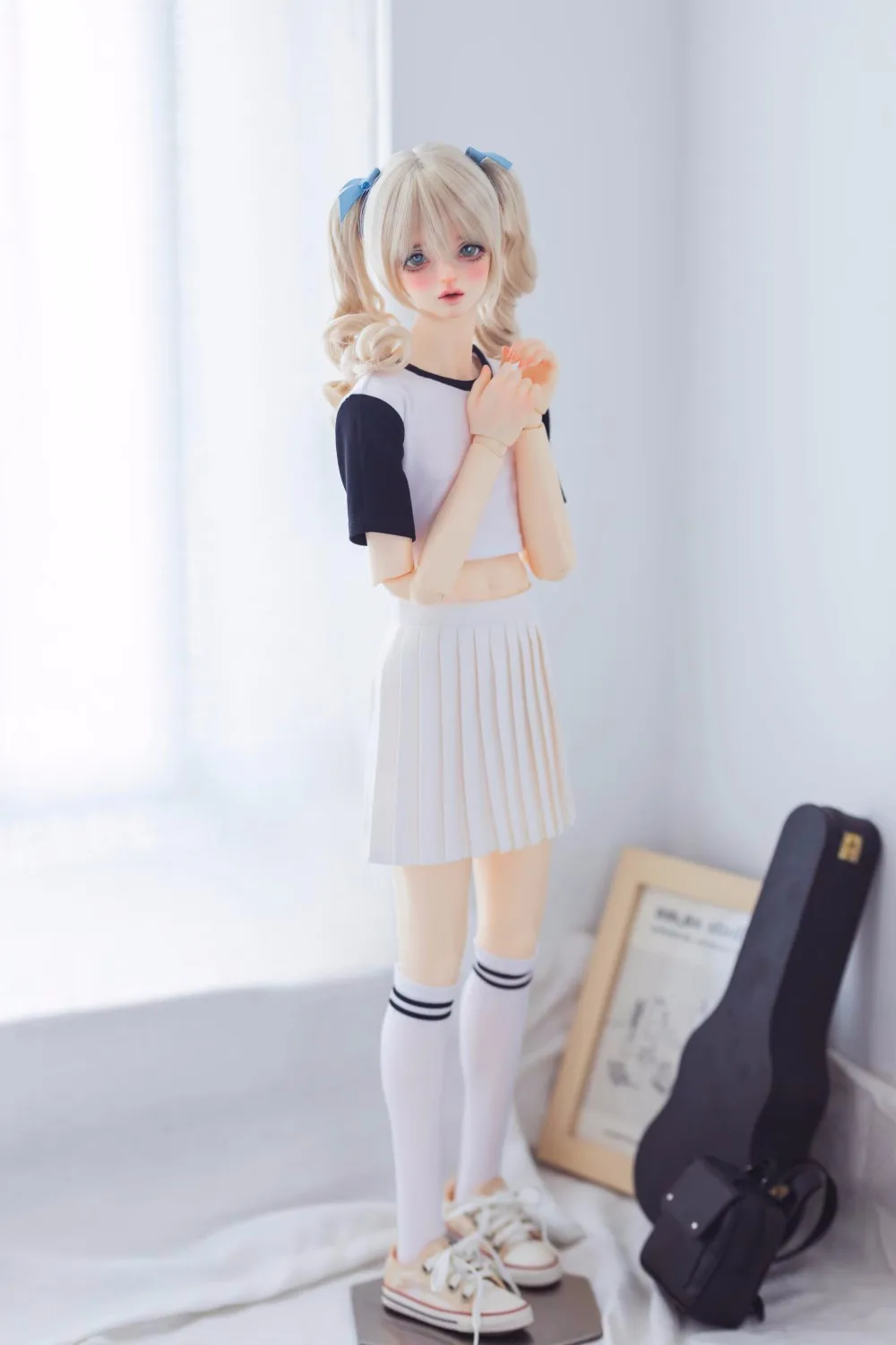 BJD Doll clothes suitable  into 1/3 1/4 Uncle size preppy black and white sports dress set doll accessories