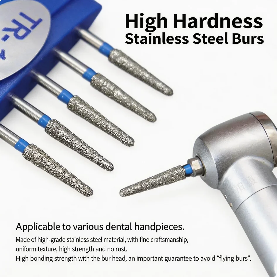 

Dental Burs TR Series for High Speed Handpiece - Diamond Zirconia Ceramic Grinding Polishing Rotary Instrument 5pcs/Box