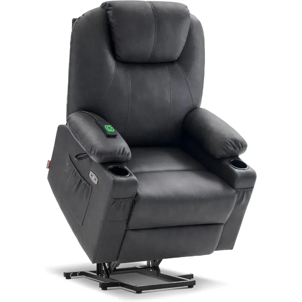 

Large Lay Flat Dual Motor Power Lift Recliner Chair Sofa with Massage and Heat, USB Ports, Extended Footrest, for Elderly People