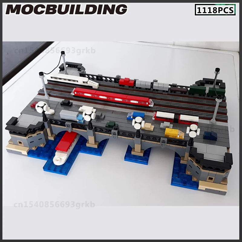 MOC Building Block City Street View Series Mini Landscape Model DIY Bricks Bridge Train Track Car Ship Christmas Present Toys