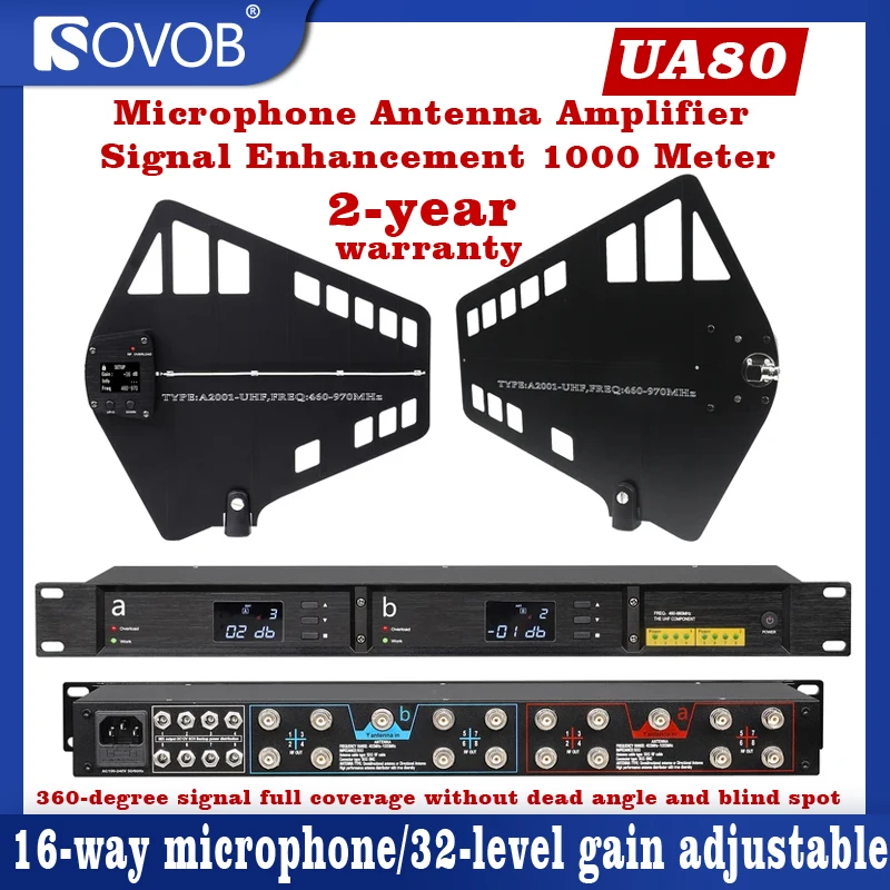 UA80 Antenna Distributor System Wireless Microphone Signal Amplifier 16-way  UHF 450-970MHz