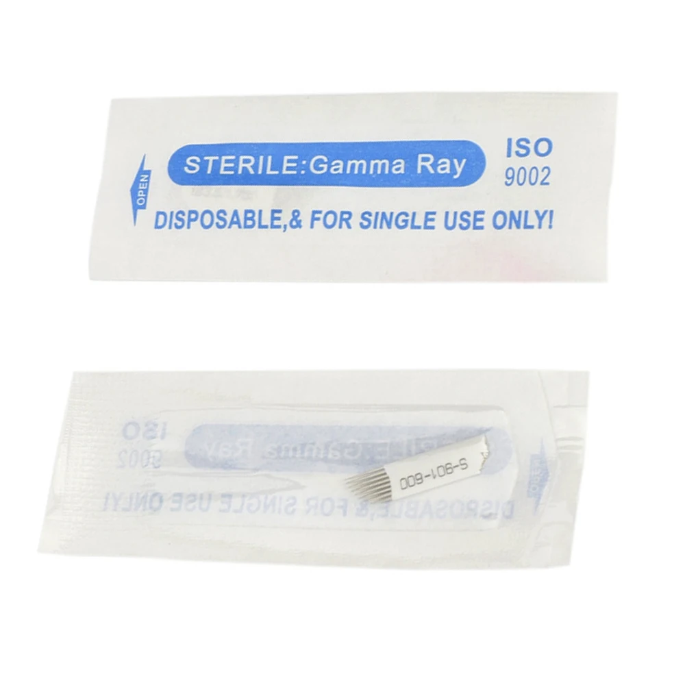 Double Row 15 Microblading Needles Shading Crossed 15Pins Curved Embroidery Blade For Permanent Makeup Manual Pen Tattoo Supply