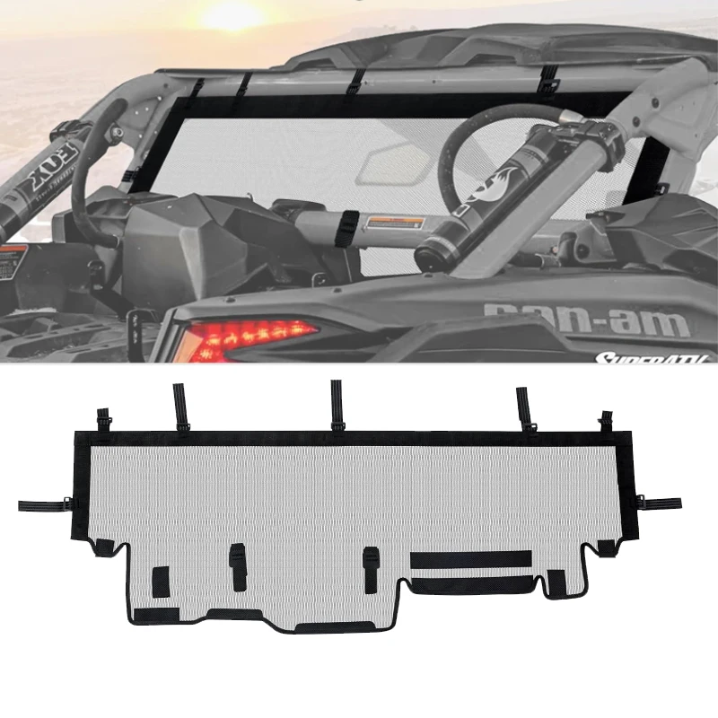 UV Protect Mesh Rear Windscreen for CAMO AM X3/X3 Max/XRS/XDS/Turbo/RR UTV 2017-2024 Soft Back Window Net with Windshield Protec