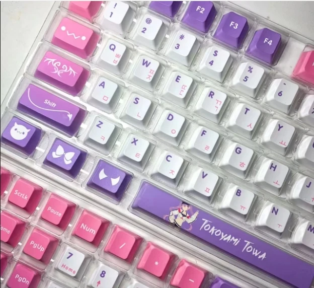 132 Keys Hololive Vtuber Tokoyami Towa Custom Keycaps PBT Dye Sublimation Cherry MX for Mechanical Keyboard Gift
