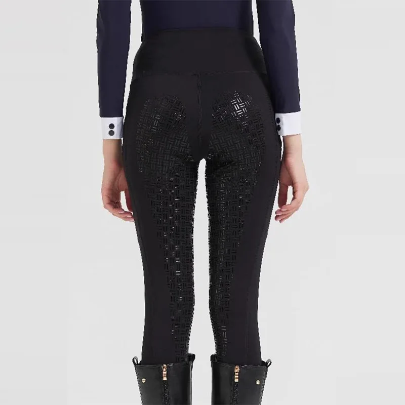 High-Waist Equestrian Sports Pants for Men and Women, Breathable Riding Breeches, Full Silicone Competition Rider Pants