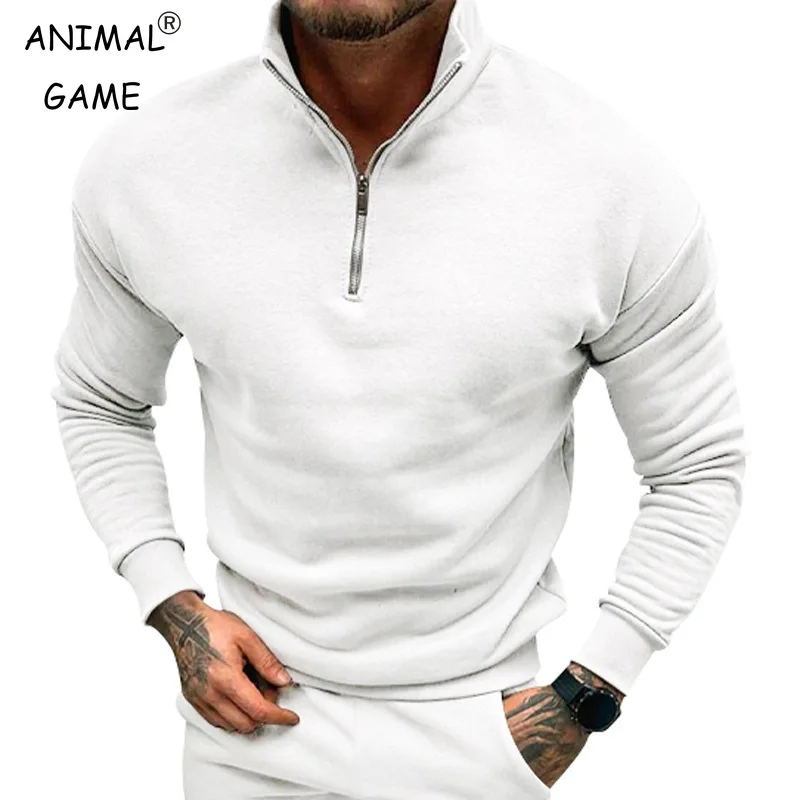 New Mens Sweaters Fashion Half Zip Pullover Oversize Jumpers Sweatshirts Men Autum Spring Warm Jogger Brand Tops