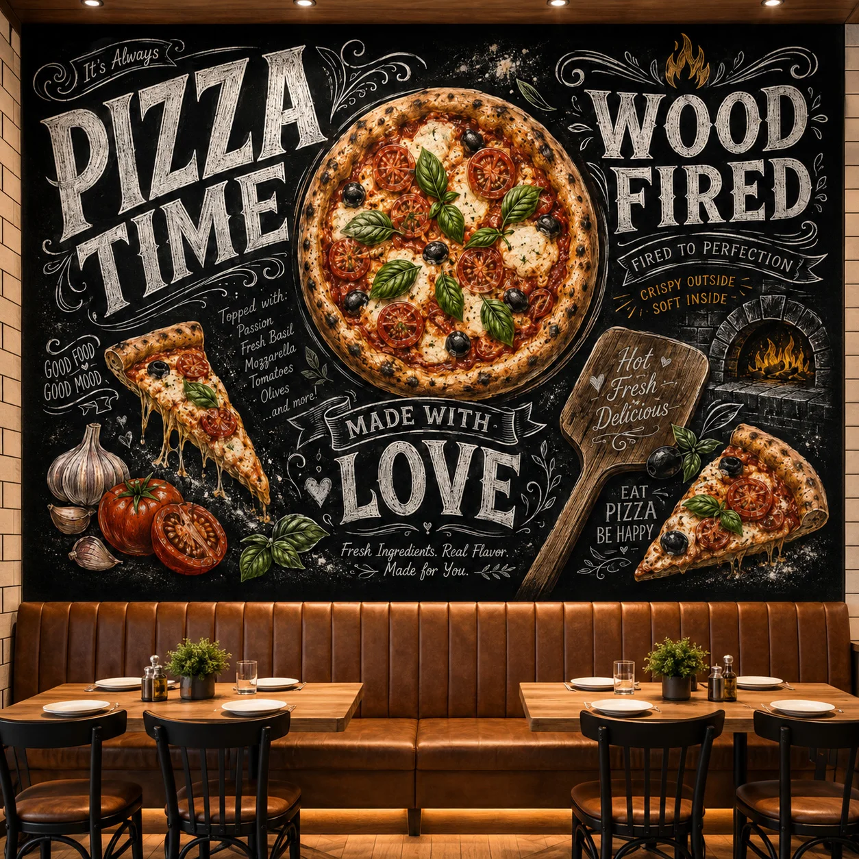 Wallpaper Mural Dinding Pizza  - Commercial Wallpaper Printing ulasan dan harga
