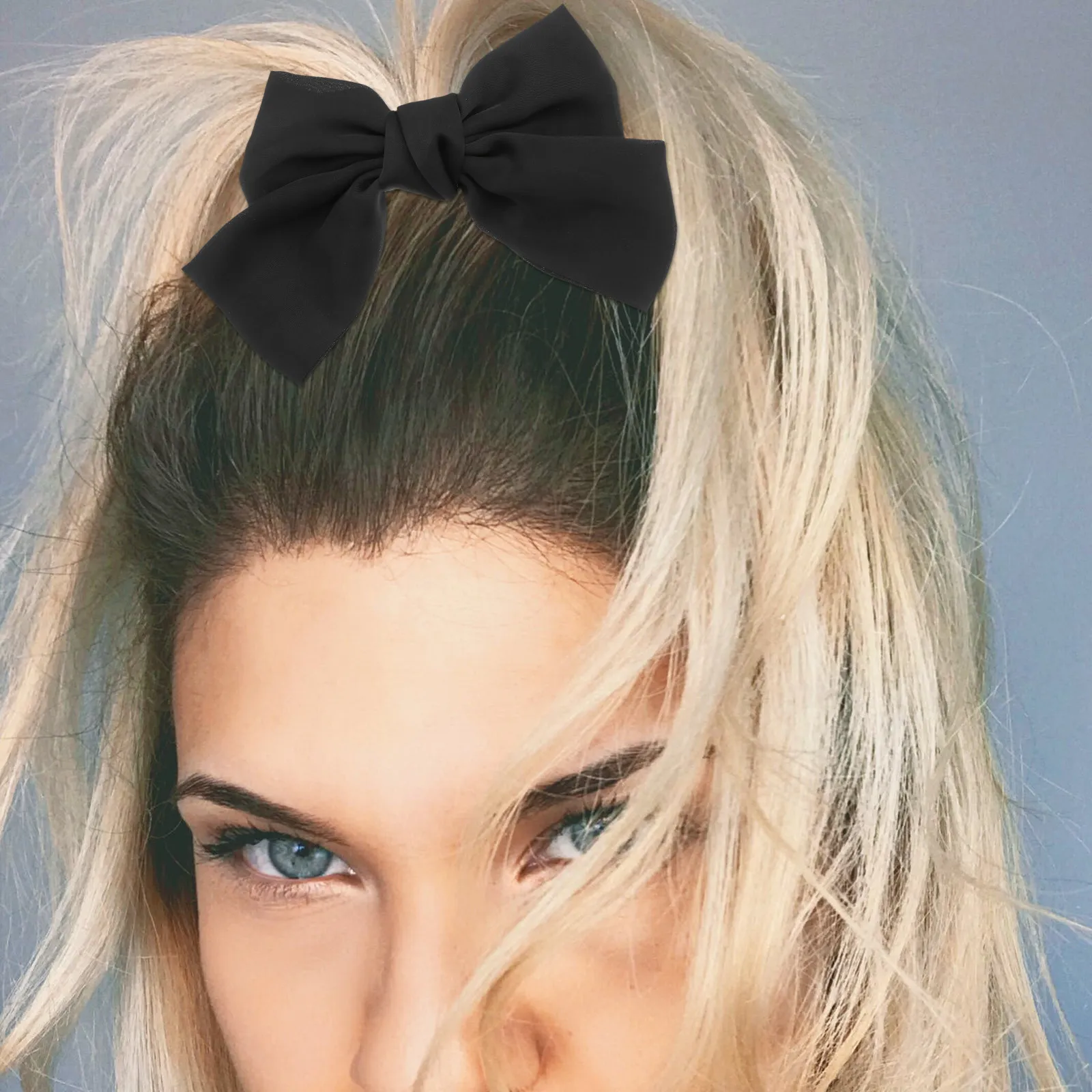 Black Bowknot Hair Clip for Women – Large Cloth Barrette, Elegant Party Bobby Pin Accessory