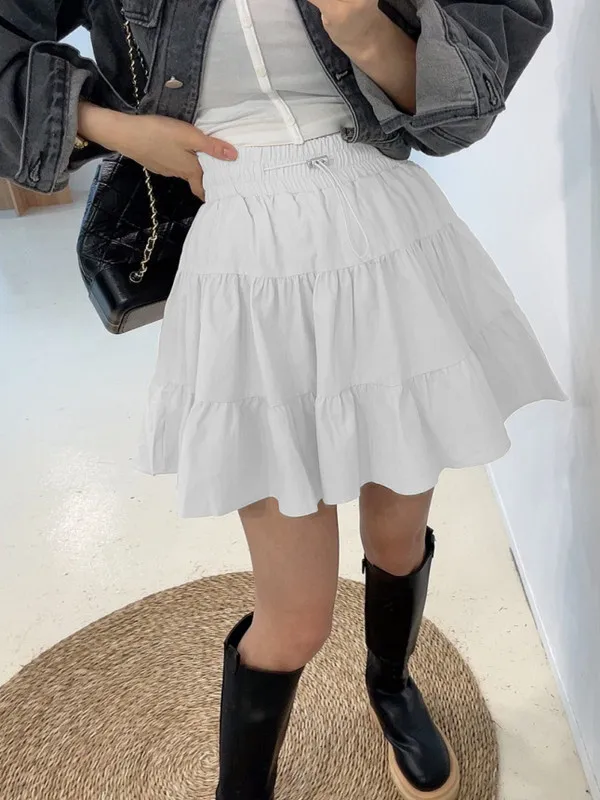 

High Waist Korean Sle Elastic Waist f Skirt Women's Summer Slimming Bla Skirt Meat Covering Ele ort Skirt