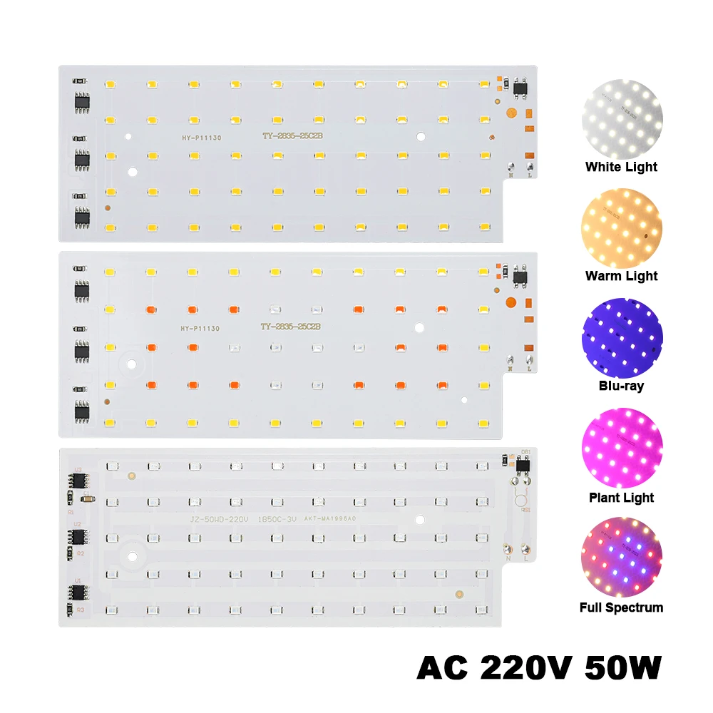 

Чипы светодиодных ламп 220 В 50 Вт 2835SMD Световые бусины Smart IC Нет необходимости привода для прожектора Уличный фонарь Наружное освещение Светодиодный чип