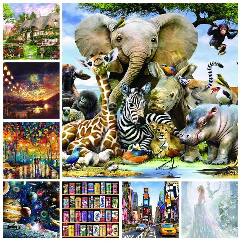 1000 Pieces Jigsaw Puzzles Educational Toy Scenery Space Stars Moon Earth Dropship Round Puzzle Game Toys for Adults Kids Gifts