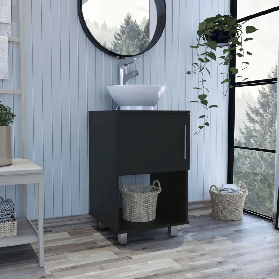 

Saybrooke 1Shelf Single Bathroom Vanity Black gue