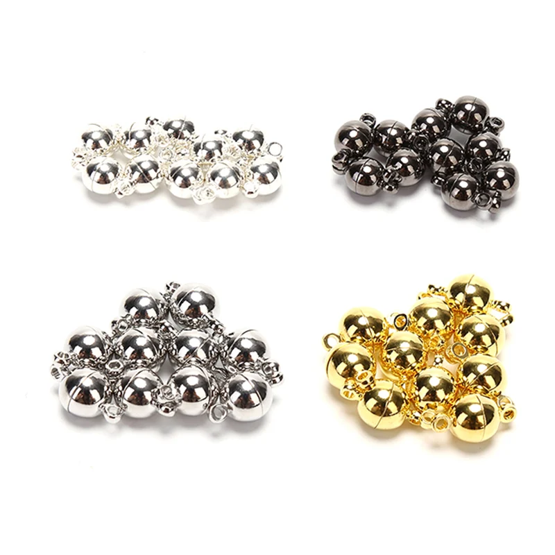 10pcs Magnetic Clasps 6mm/8mm Buckle Hook Round Crystal Beads Disco Ball Clasp For Bracelet DIY Jewelry Making Findings