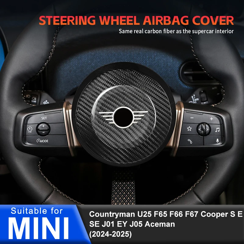 

For MINI Countryman U25 F65 F66 F67 Cooper S E J01 EY J05 Aceman 2024 2025 Carbon fiber steering wheel decorative Sticker Cover