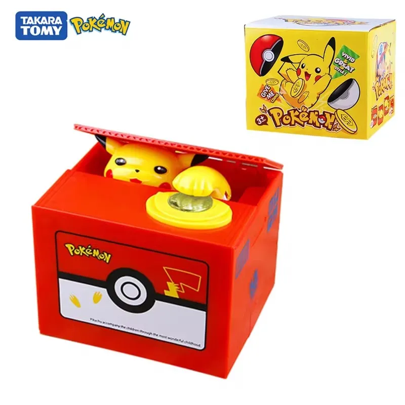 Hucha Electrónica de Plástico con Figura de Acción de Pikachu de Pokémon, Juguete de Colección para Niños, Regalo