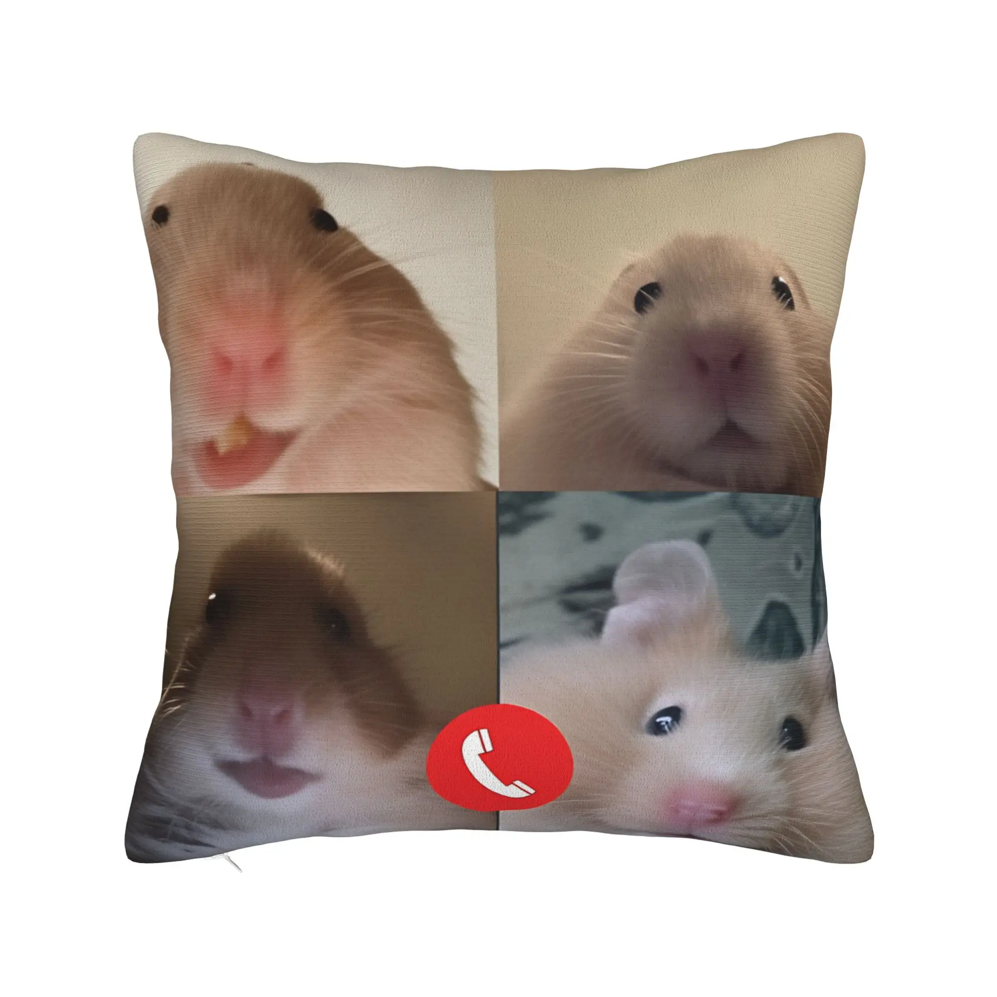 Hamster Meme Calling Square Pillow Case  Cushion Cover Customized Zippered Decor Pillowcase for Home 18