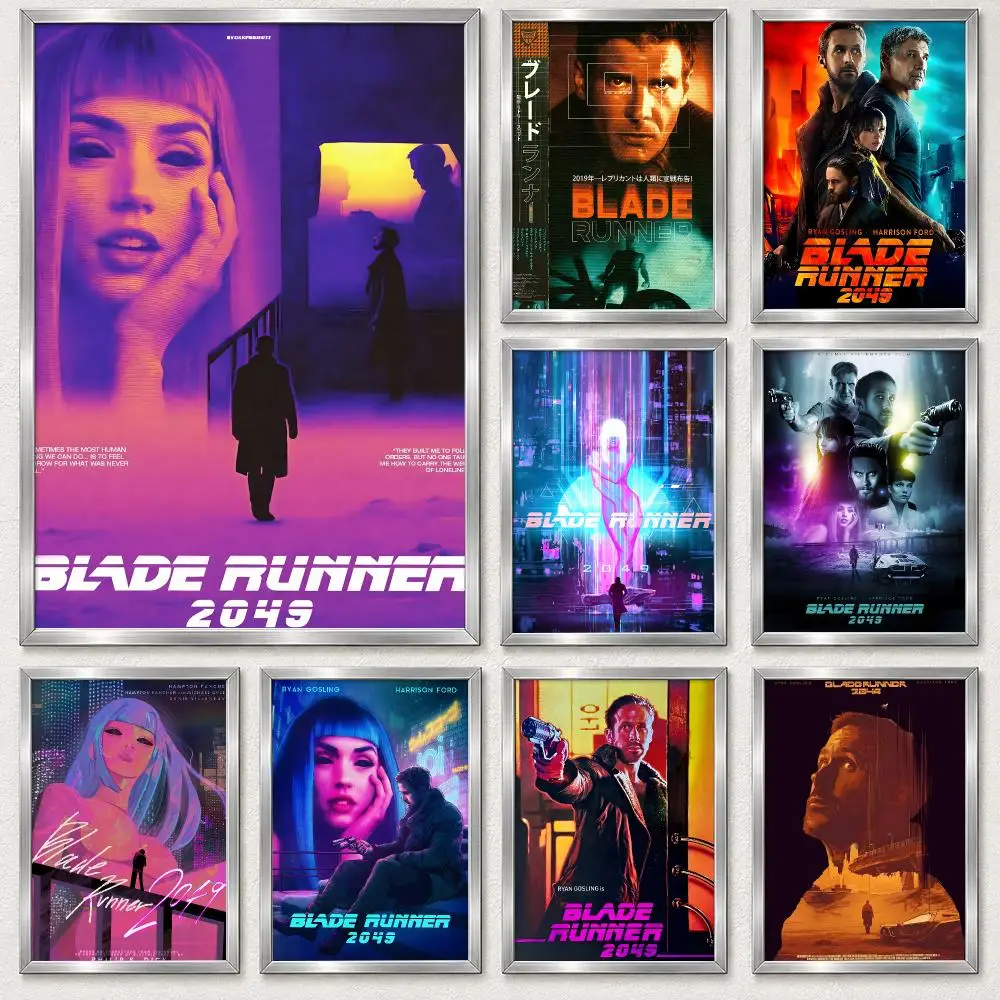 Atmospheric Sci-Fi Cyberpunk Movie Blade Runner 2049 Poster Self‑Adhesive Waterproof PP Poster Coffee Bar Wall Art Home Decor