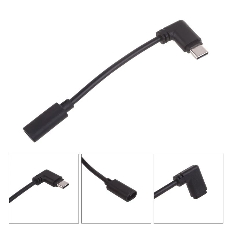 Micro USB Female to Type-C Male Adapter Cable Right Angled Portable Extend Wire