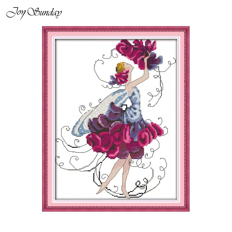 Joy Sunday Fairies Pattern Cross Stitch Kits DIY DMC Thread Aida Cloth 16CT 14CT Printed Canvas Hand Embroidery Needlework Sets