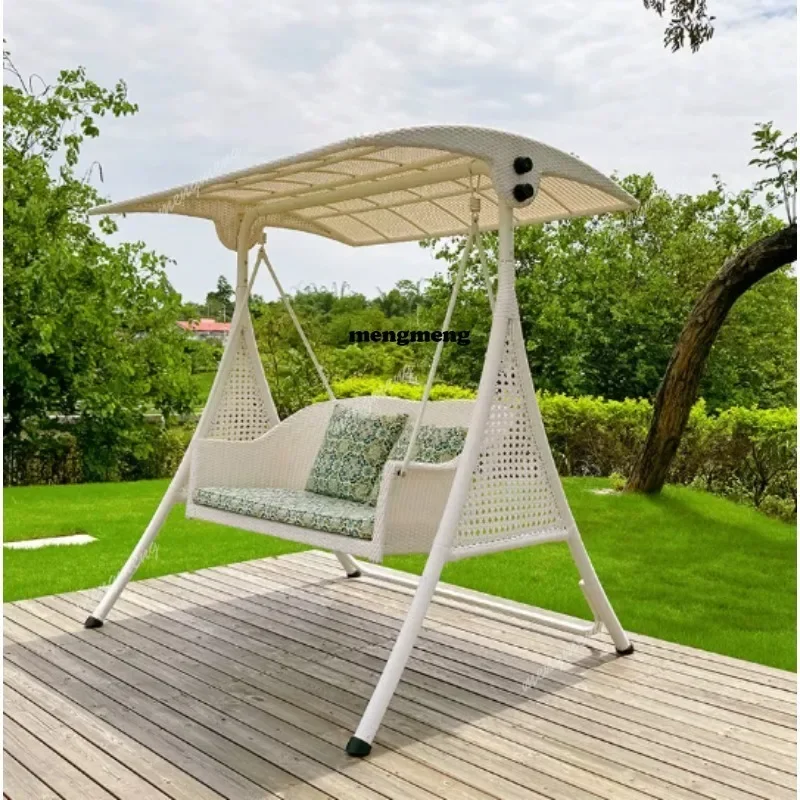 

F182 Courtyard Home Garden Rattan Swing Chair with Hanging Basket Outdoor Rocking Cradle Chair for Balcony Hanging Rocking Chai