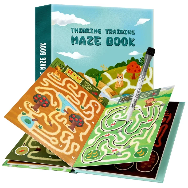 Training Maze Pen Control Book Children Labyrinth Drawing Tablet Hand Training Shape Games Set Educational Toys