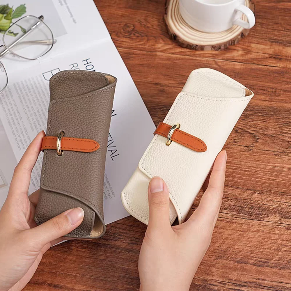 Luxus Leder Benutzerdefinierte Initialen Brillen Taschen Frau Tragbare Schutzhülle Reise Sonnenbrille Fall Gravieren Name Mode Kosmetik Tasche – Detail 9