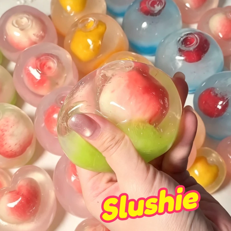 Shapable Cherry Sandwich Slushie Stress Ball Slow Rising Non-Bounce Squeeze Toy ASMR Crackling Sound Sensory Fidget for Anxiety view 6