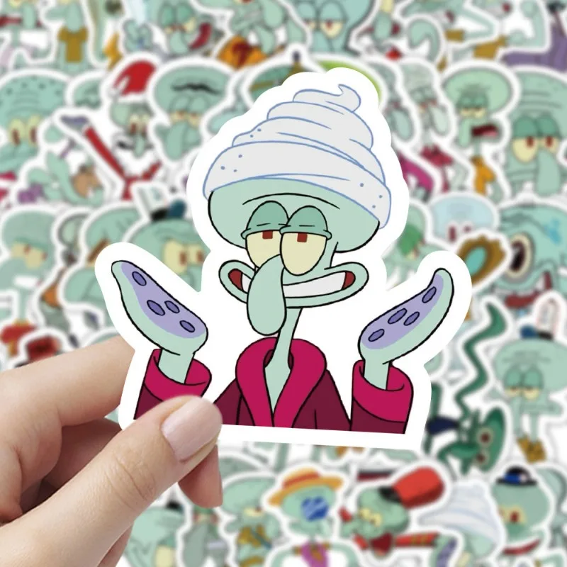 60PCS Cartoon Cute SpongeBob SquarePants Squidward Tentacles Stickers Cell Phone Case Mug Luggage Decorative Stickers Wholesale