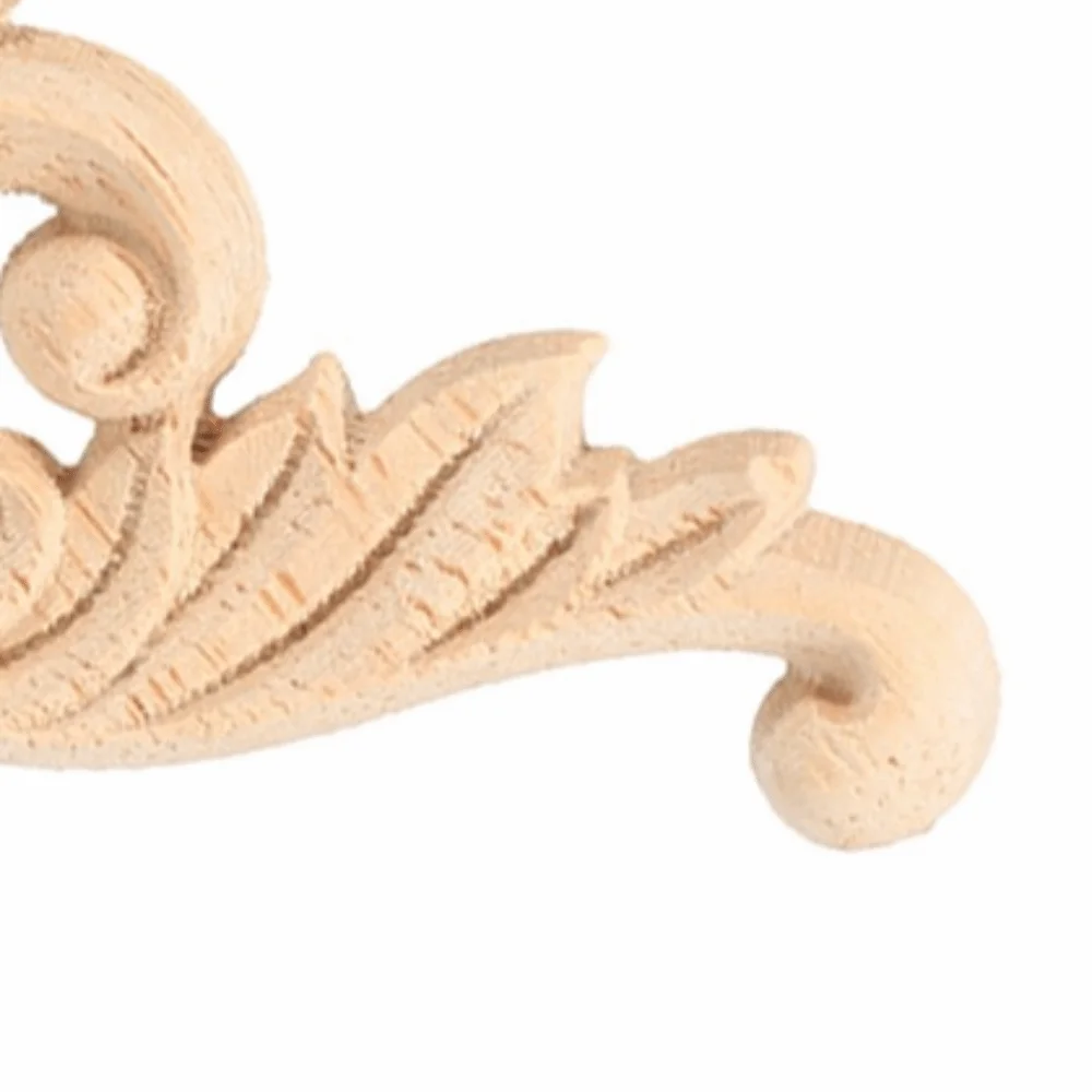 4pcs wooden Wooden Flower Applique Multi-size Light brown Carved Wood Decal Flower Shape Self-adhesive Use Wood Decor