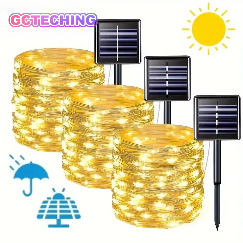 Led Solar Fairy String Lights 8 Modes Christmas Led Light Outdoor Garden Patio Wire Garland Light Christmas Lights