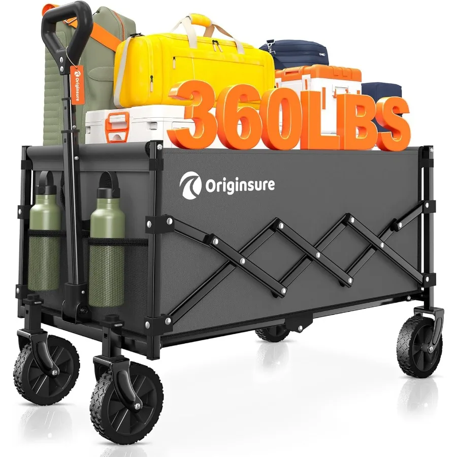 

Collapsible Wagon Cart Foldable Lightweight Portable Heavy Duty Folding Beach Wagons with Wheels Outdoor Utility Carts for Groc