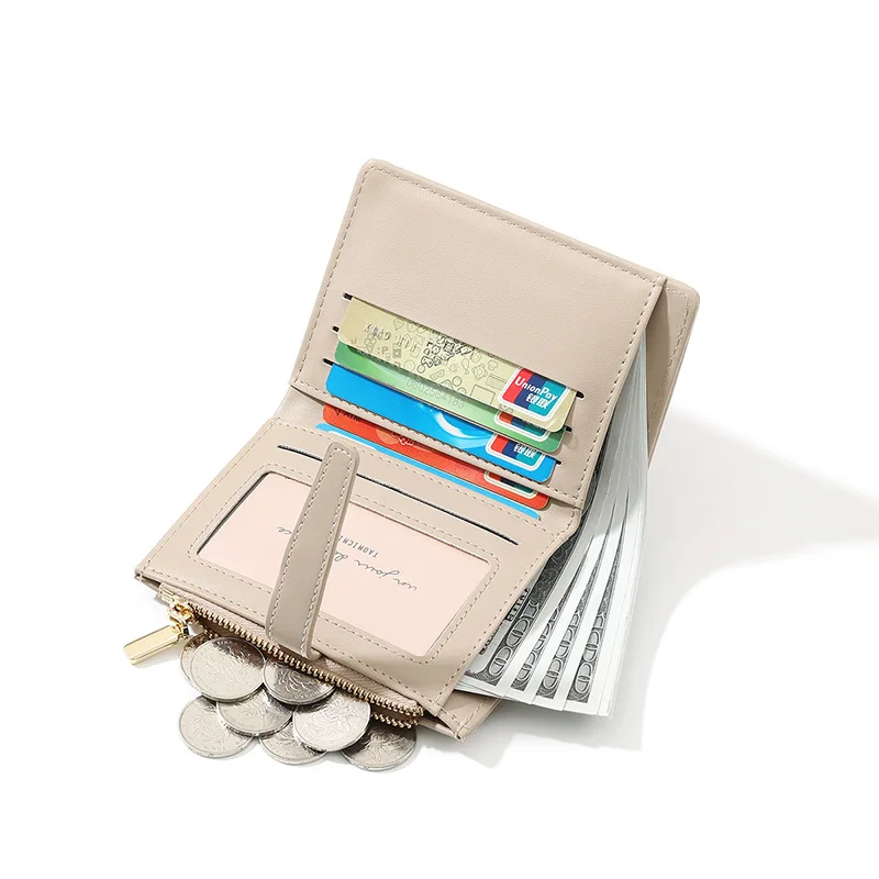 RetroKurze Brieftasche für Frauen Elegante PU Leder Doppel Falten Große Kapazität Multi-Slot ID Dokument Münze Karte Geldbörse Großhandel