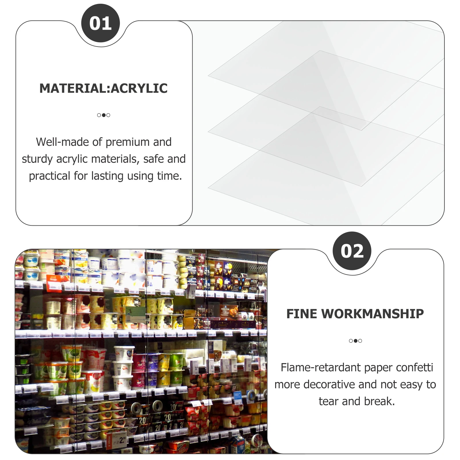 

3Pcs Heavy-Duty Acrylic Shelf Dividers Clear Storage Organizer for Efficient Space Use