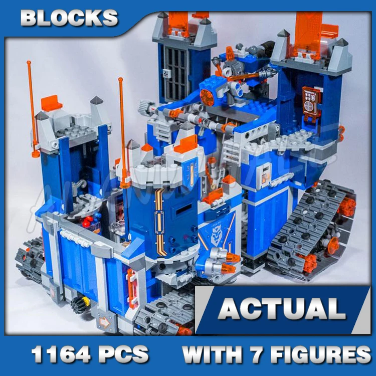 

1164pcs Nexoes Knights 2in1 Battle Rolling Castle The Fortrex Headquarters 10490 Building Blocks Set Compatible with Model