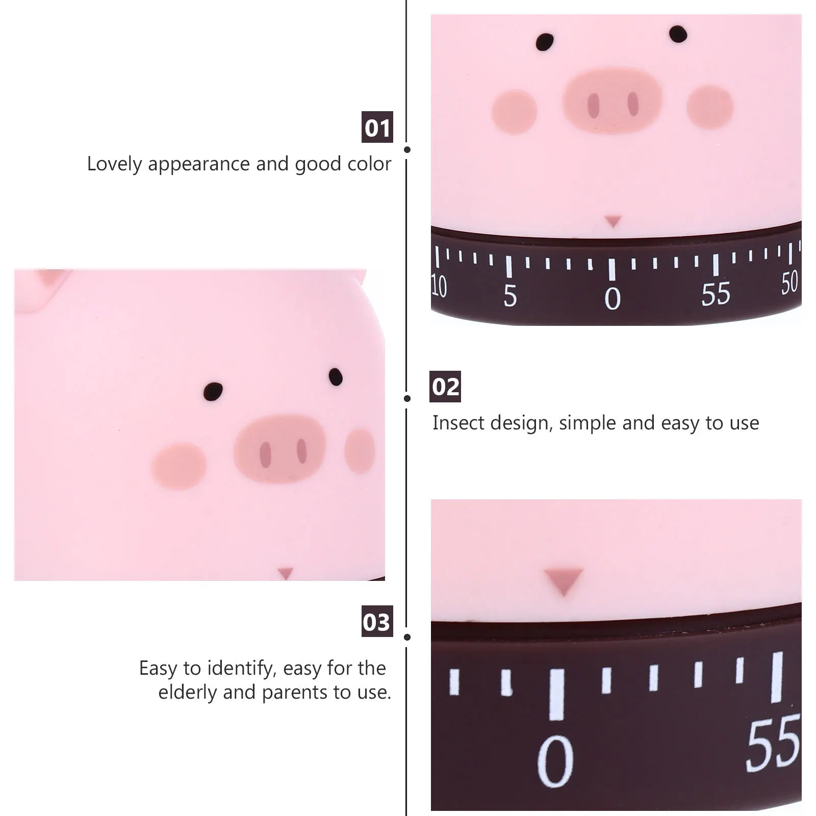 

Modern Simple Rotate Timer for Home Kitchen Cooking Baking Frying Eggs Pancakes Cakes Adorable Cartoon Design Easy to Read