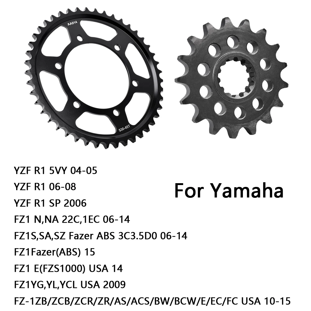 530 45T 17T Motorcycle Rear Sprocket for Yamaha YZF R1 2004-2008 FZ6 Fazer FZ1 FZ1S SA FZS1000 YZF-R6 YZF-R650th R660th YZFR6