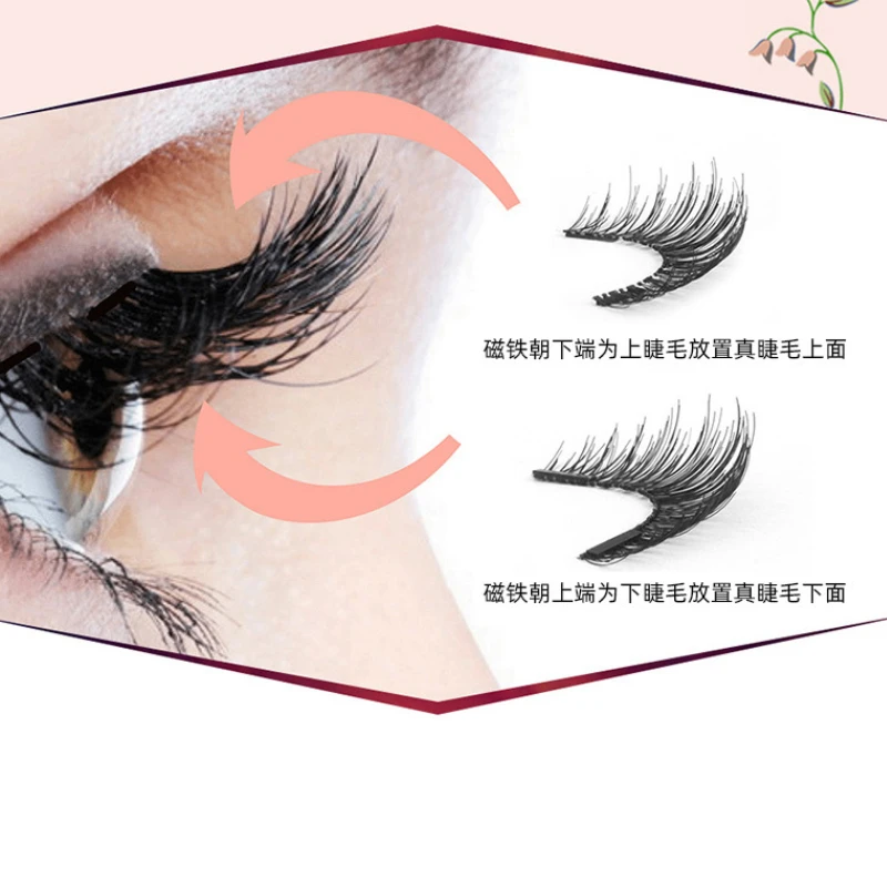 مجموعة وصلات الرموش المغناطيسية بدون غراء: مع رموش صناعية مزدوجة مختلفة الكثافة وقابلة لإعادة الاستخدام، تتضمن علبة مرآة وملاقط #3