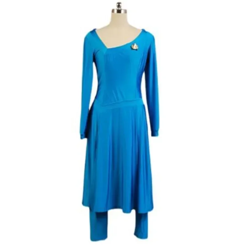 Anime Movies TV Star Deanna Troi Ball Gown Uniform  Cosplay Costume  Dress Pants Halloween Set Adult Outfit