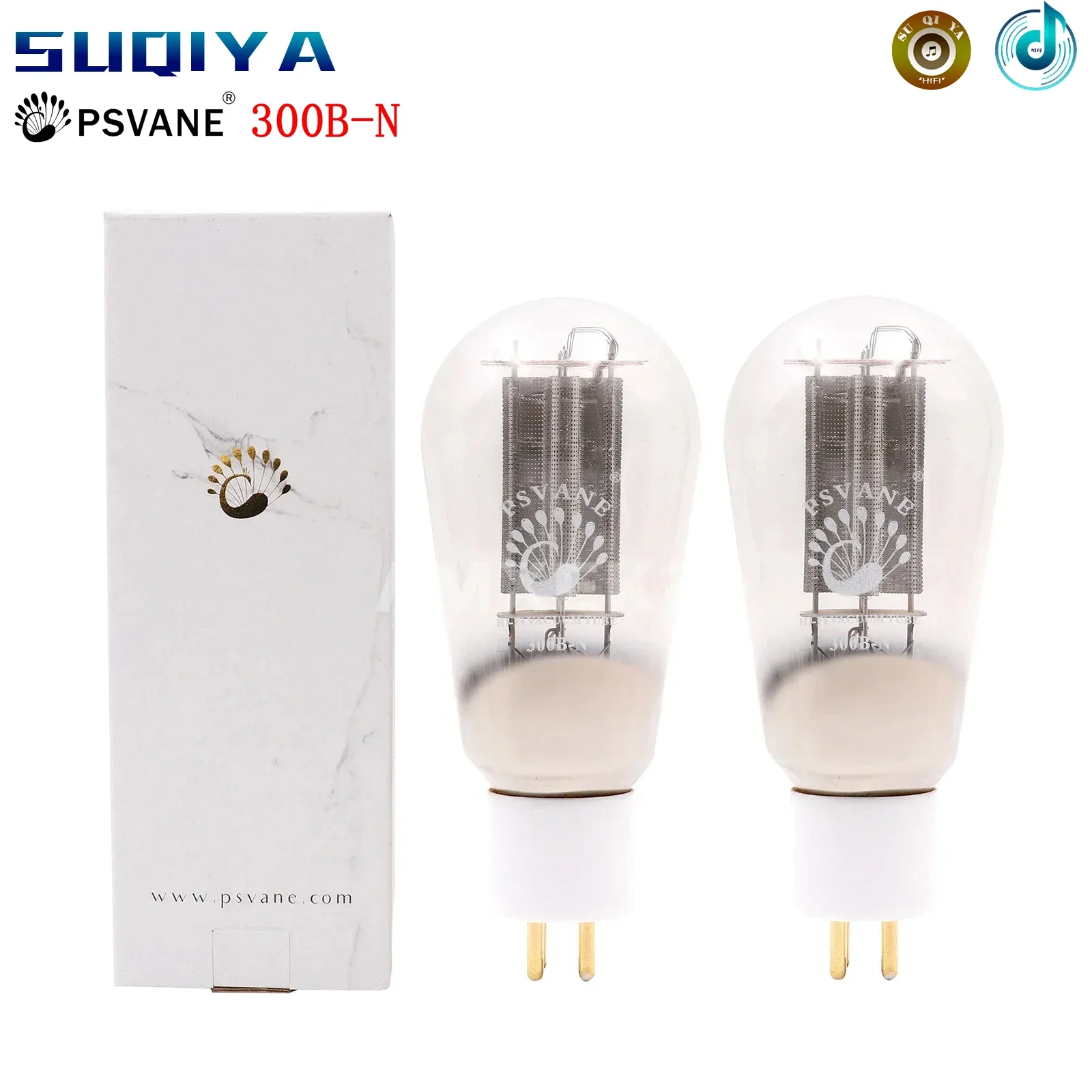 

PSVANE 300B-N Vacuum Tube Replaces WE300B E-300B 300B-TII A300B 300B Series Eggplant Screen White Base Gold Feet Matched Quad