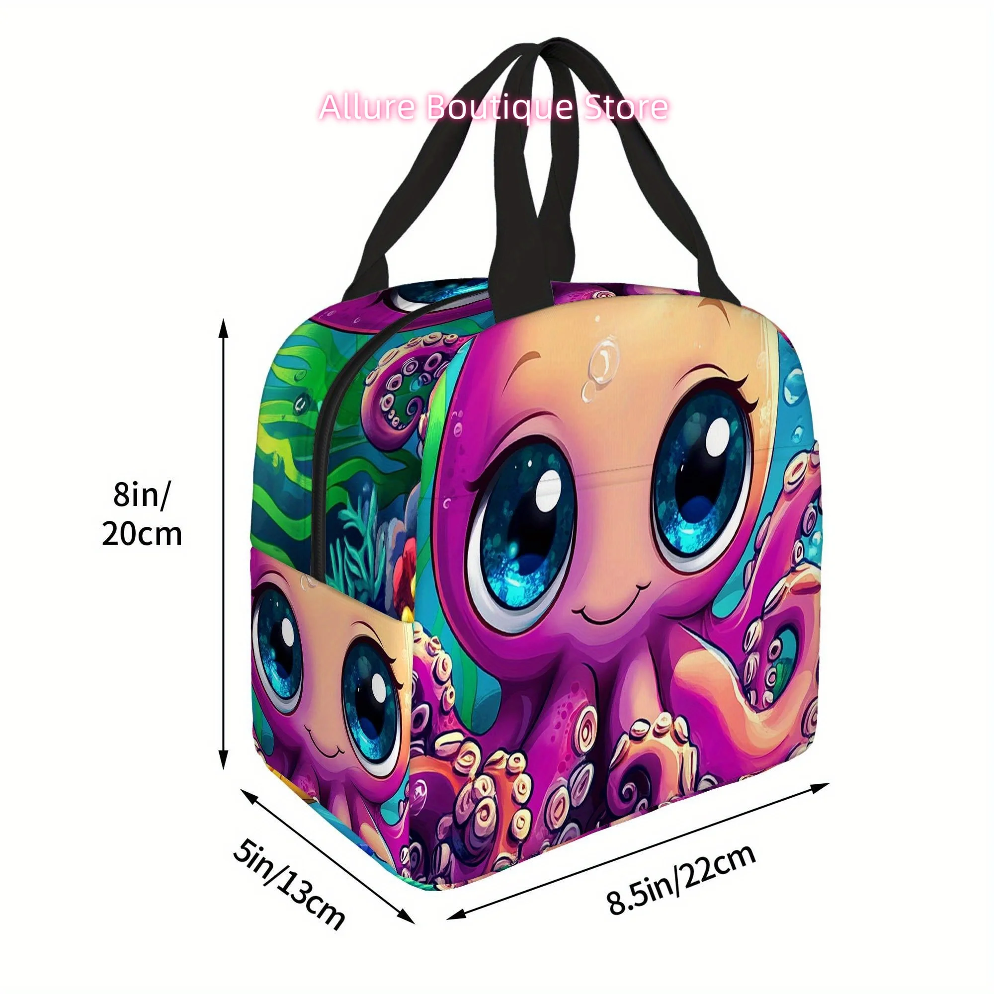 1pc, Cute Octopus Underwater Scene Printed Thermal Bag, Insulated Bag, Not for Food Contact, Suitable for Home, Restaurant, Offi