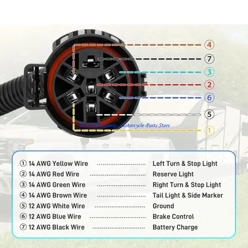 H7BD Direct Fit 7 Way Circuit Trailer Plugs Harness For Most USCAR Socket Trucks