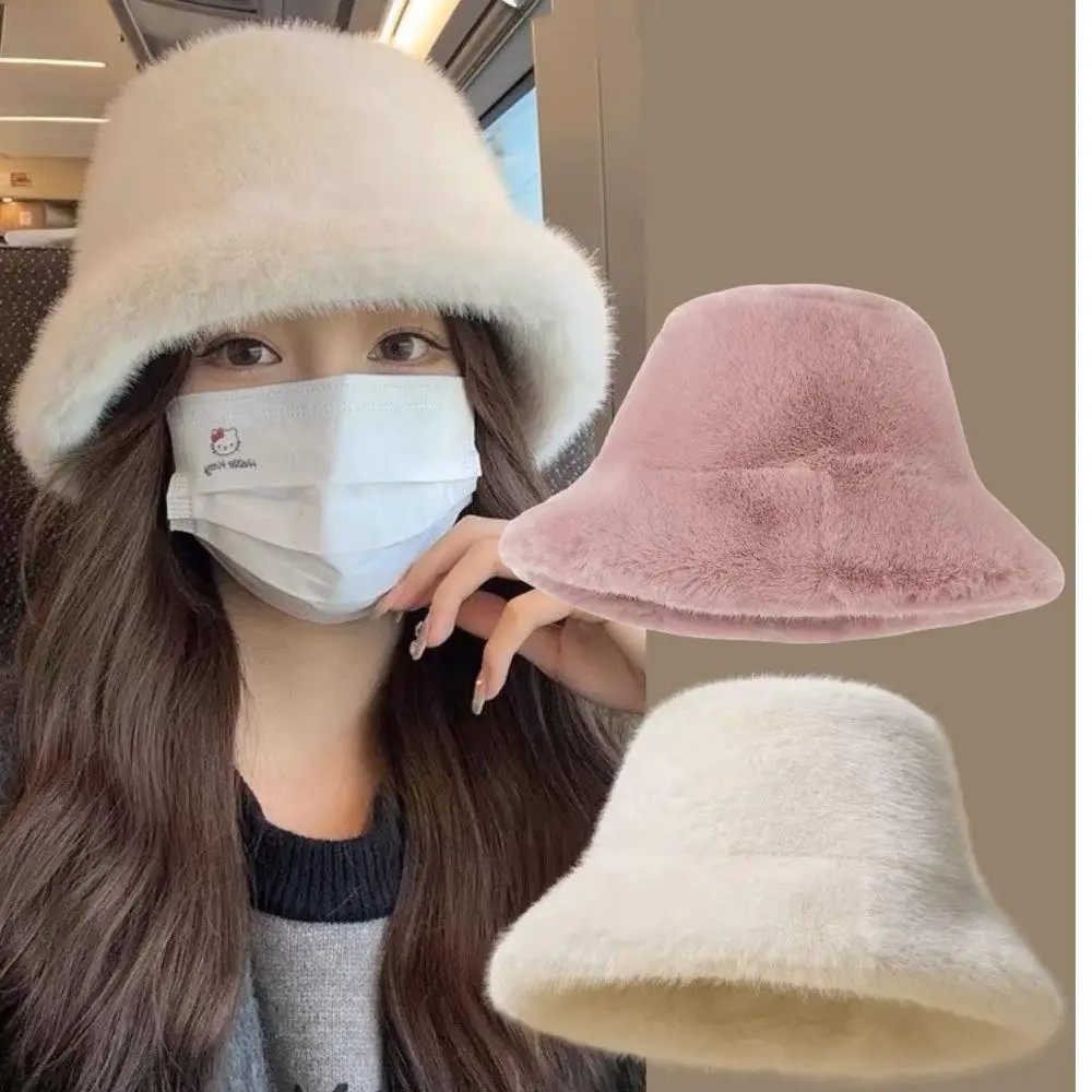 

Пушистая меховая панама для женщин, корейская мягкая детская панама, теплая плюшевая рыбацкая шапка для малышей, мальчиков и девочек, однотонная модная шапка для бассейна