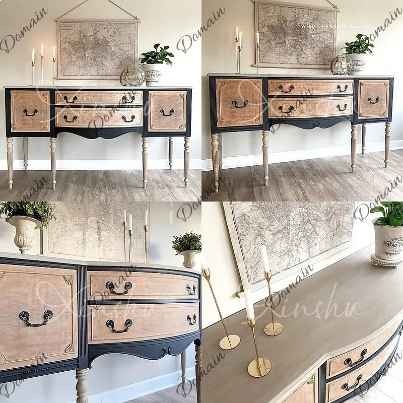 PL French Color Block Solid Wood Entryway Sideboard, Room Divider with Storage for Small Living Room Y